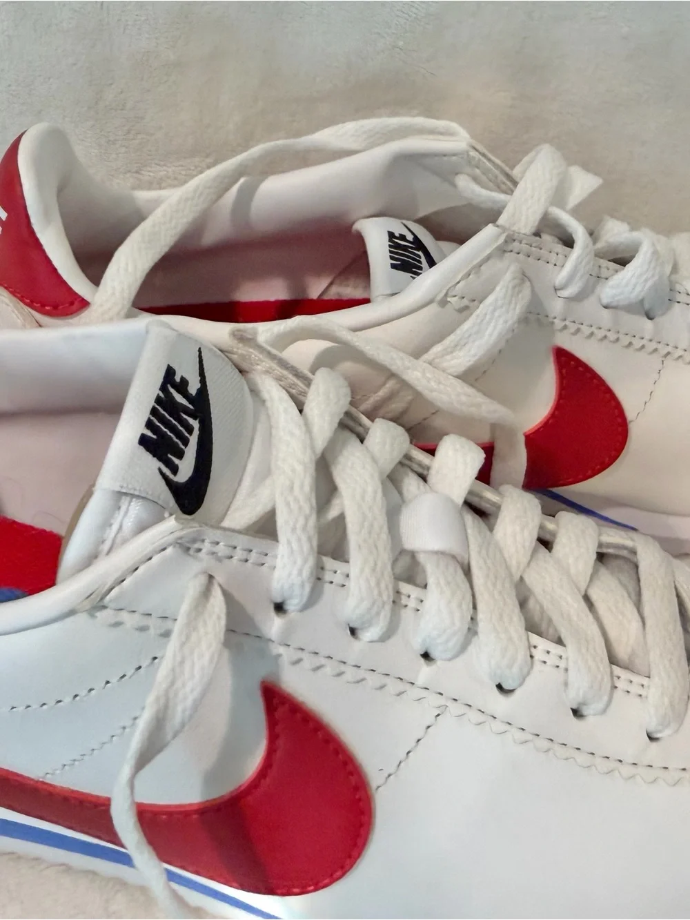 Nike White Red Blue Classic Cortez-Style Athletic Shoes - Forest Gump